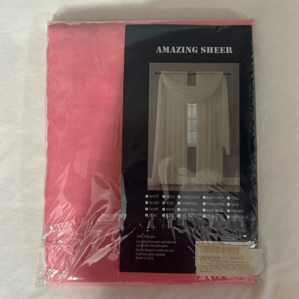 Amazing sheer window curtains scarf Rose